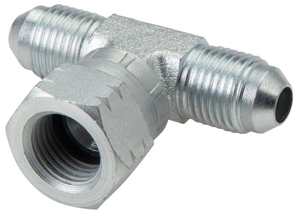 Exemplary representation: T-screw connection with JIC thread (male/female/male), galvanised steel